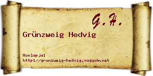 Grünzweig Hedvig névjegykártya